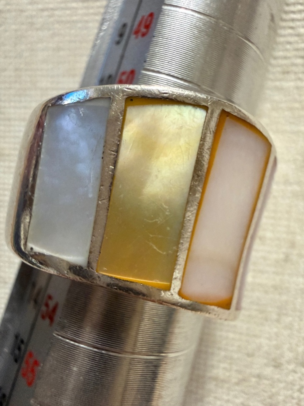 Sterling Silver 925 Multicolor Inlay Band Ring size 5.75 - Picture 5 of 11